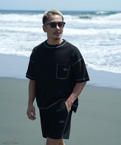 #Re:room（リルーム）の「カラーステッチワッフルショーツ（その他パンツ・メンズ・ブラック・SMALL）」の6枚目の写真