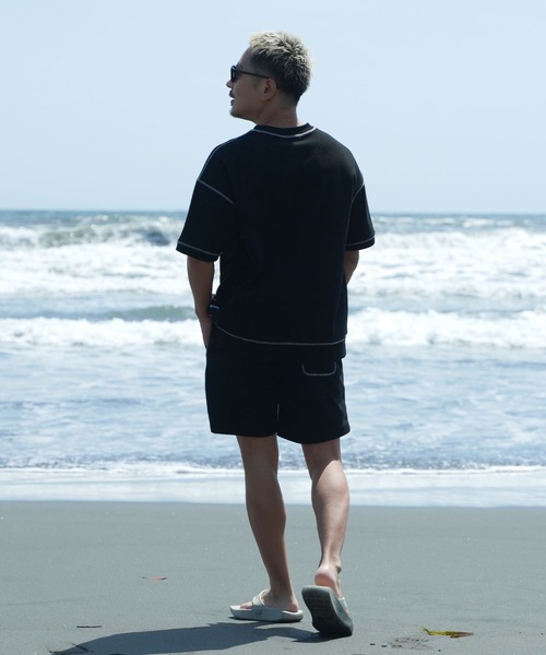 #Re:room（リルーム）の「カラーステッチワッフルショーツ（その他パンツ・メンズ・ブラック・SMALL）」の9枚目の写真