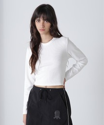 AVIREX | 【直営店限定】L/S EMBROIDERY SHORT T-SHIRT/刺繍ショートロングスリーブTシャツ(Tシャツ/カットソー)