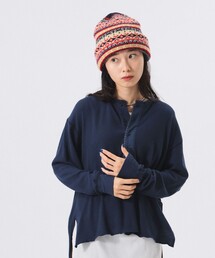 BEAMS BOY | トリム ステッチ ヘンリーネック ロングスリーブ カットソー(Tシャツ/カットソー)