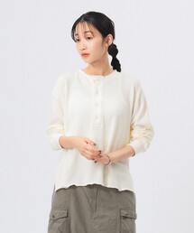 BEAMS BOY | トリム ステッチ ヘンリーネック ロングスリーブ カットソー(Tシャツ/カットソー)