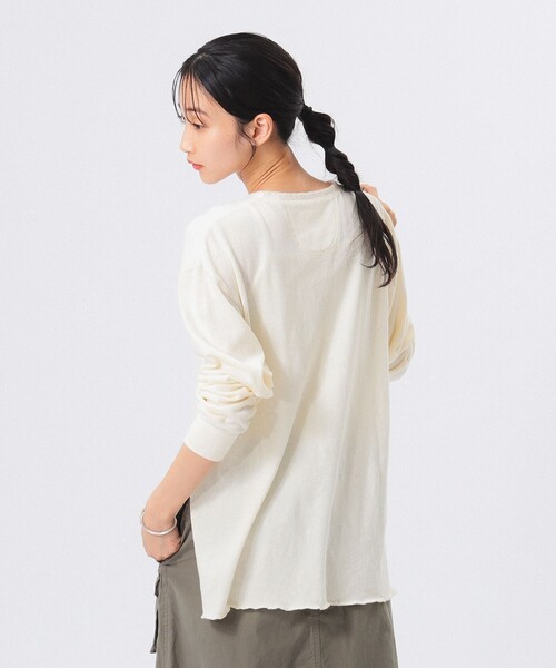 「BEAMS BOY」 長袖カットソー ONE SIZE ホワイト系その他7 レディース BEAMS BOY（ビームスボーイ）の「トリム ステッチ ヘンリー