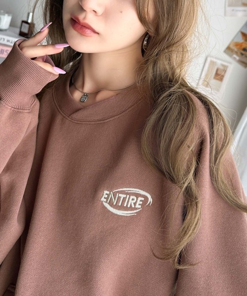 Java（ジャバ）の「《JaVaジャバコラボ》一枚でサマになる。 ワンポイント 胸元 刺繍 裏起毛 ラグラン スウェット（スウェット・レディース・ブラック/スモークピンク/グレイッシュベージュ/オフホワイト/ネイビー/オートミール・LARGE/MEDIUM/SMALL/X-LARGE）」の6枚目の写真