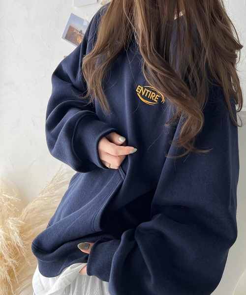 Java（ジャバ）の「《JaVaジャバコラボ》一枚でサマになる。 ワンポイント 胸元 刺繍 裏起毛 ラグラン スウェット（スウェット・レディース・ブラック/スモークピンク/グレイッシュベージュ/オフホワイト/ネイビー/オートミール・LARGE/MEDIUM/SMALL/X-LARGE）」の22枚目の写真