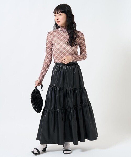 FREAK'S STORE（フリークスストア）の「フェイクレザー アシメティアードスカート（スカート・レディース・ベージュ/ブラック・ﾌﾘ-）」の11枚目の写真