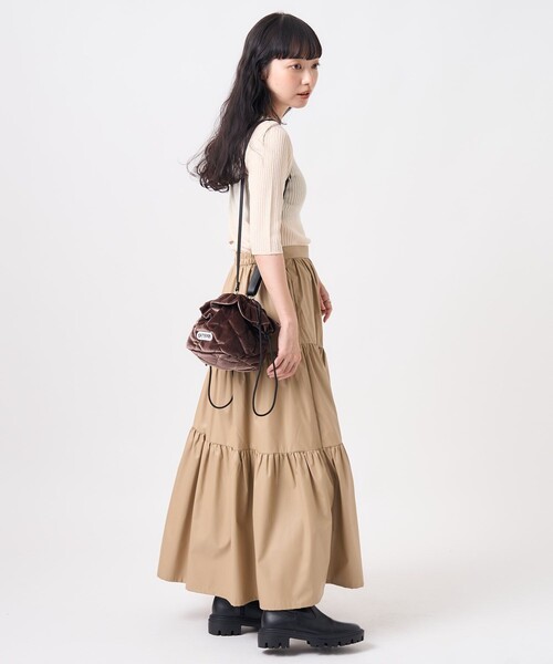 FREAK'S STORE（フリークスストア）の「フェイクレザー アシメティアードスカート（スカート・レディース・ベージュ/ブラック・ﾌﾘ-）」の18枚目の写真