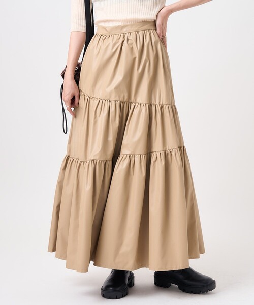 FREAK'S STORE（フリークスストア）の「フェイクレザー アシメティアードスカート（スカート・レディース・ベージュ/ブラック・ﾌﾘ-）」の20枚目の写真