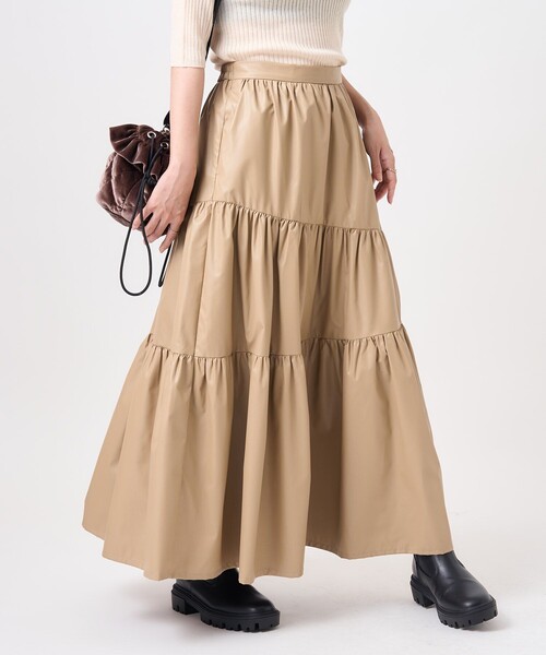 FREAK'S STORE（フリークスストア）の「フェイクレザー アシメティアードスカート（スカート・レディース・ベージュ/ブラック・ﾌﾘ-）」の21枚目の写真