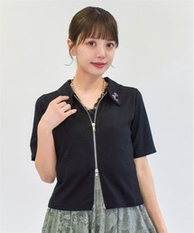 axes femme | 刺繍入ダブルジップトップス(Tシャツ/カットソー)