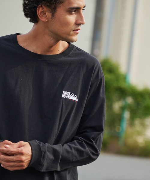 FIRST DOWN（ファーストダウン）の「ロゴ コットンジャージー ロングスリーブ Tシャツ（Tシャツ/カットソー・メンズ・ブラック/杢グレー/ホワイト/サックスブルー・M/L/XL）」の3枚目の写真