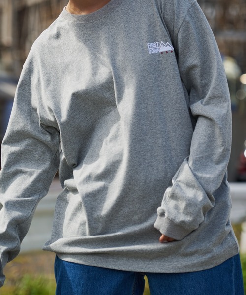 FIRST DOWN（ファーストダウン）の「ロゴ コットンジャージー ロングスリーブ Tシャツ（Tシャツ/カットソー・メンズ・ブラック/杢グレー/ホワイト/サックスブルー・M/L/XL）」の5枚目の写真