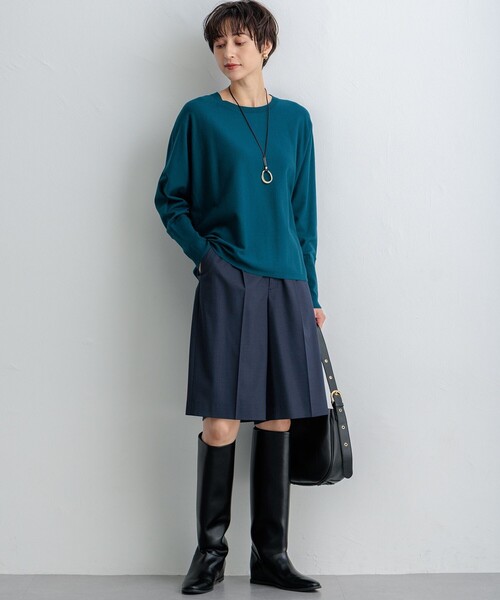 23区 L（ニジュウサンクオオキイサイズ）の「【CLASSY.10月号掲載/洗える】TWマットクロス ハーフパンツ（その他パンツ・レディース・ネイビー系/グレー系・50/48/46/44）」の22枚目の写真