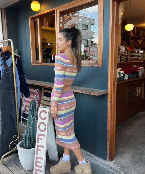 ROXY（ロキシー）の「SUNSHINE DAY/ロキシーショート丈長袖ニットトップス（ニット/セーター・レディース・ピンク・SMALL/MEDIUM/X-SMALL）」の8枚目の写真