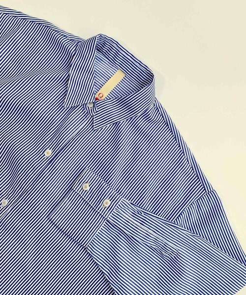 Q（キュー）の「ストライプ配色シャツ（シャツ/ブラウス・レディース・ネイビー系/ブラック系その他・MEDIUM）」の8枚目の写真