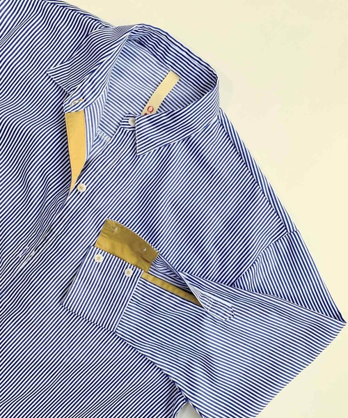 Q（キュー）の「ストライプ配色シャツ（シャツ/ブラウス・レディース・ネイビー系/ブラック系その他・MEDIUM）」の9枚目の写真