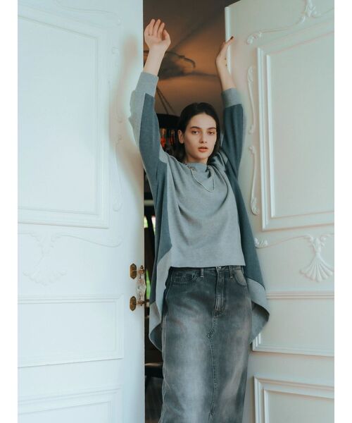 Editt by YECCA VECCA（エディットバイイェッカヴェッカ）の「イレギュラーヘムBIGプルオーバー（Tシャツ/カットソー・レディース・グリーン/ブラック/グレー・FREE）」の8枚目の写真