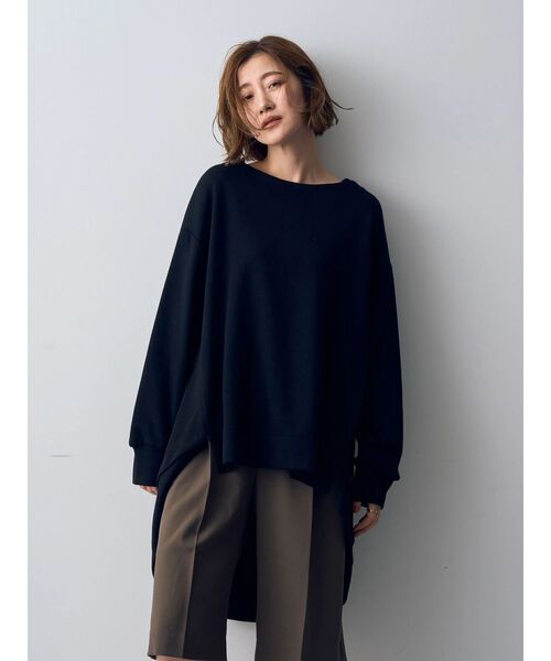 Editt by YECCA VECCA（エディットバイイェッカヴェッカ）の「イレギュラーヘムBIGプルオーバー（Tシャツ/カットソー・レディース・グリーン/ブラック/グレー・FREE）」の10枚目の写真