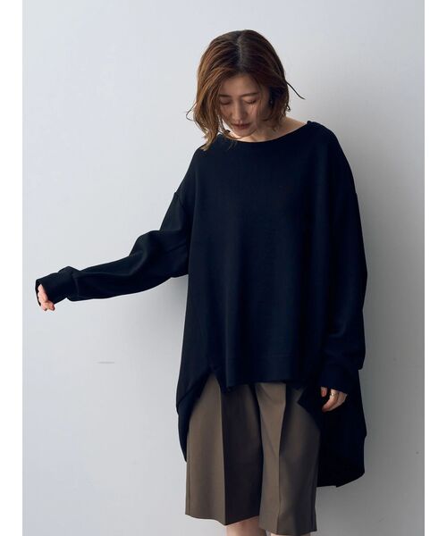 Editt by YECCA VECCA（エディットバイイェッカヴェッカ）の「イレギュラーヘムBIGプルオーバー（Tシャツ/カットソー・レディース・グリーン/ブラック/グレー・FREE）」の11枚目の写真