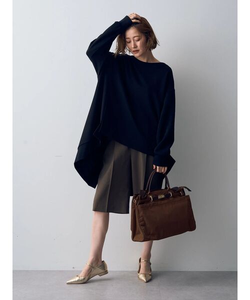 Editt by YECCA VECCA（エディットバイイェッカヴェッカ）の「イレギュラーヘムBIGプルオーバー（Tシャツ/カットソー・レディース・グリーン/ブラック/グレー・FREE）」の16枚目の写真