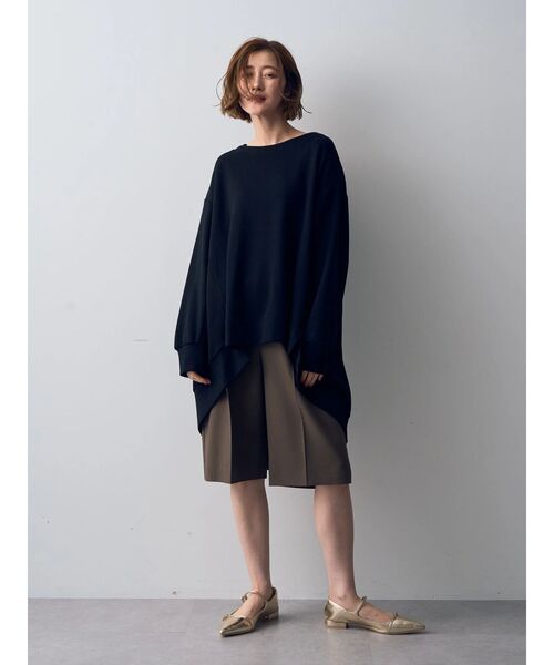 Editt by YECCA VECCA（エディットバイイェッカヴェッカ）の「イレギュラーヘムBIGプルオーバー（Tシャツ/カットソー・レディース・グリーン/ブラック/グレー・FREE）」の17枚目の写真