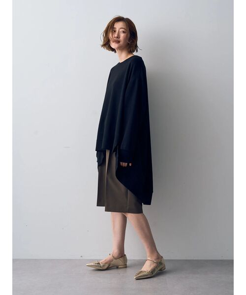 Editt by YECCA VECCA（エディットバイイェッカヴェッカ）の「イレギュラーヘムBIGプルオーバー（Tシャツ/カットソー・レディース・グリーン/ブラック/グレー・FREE）」の18枚目の写真