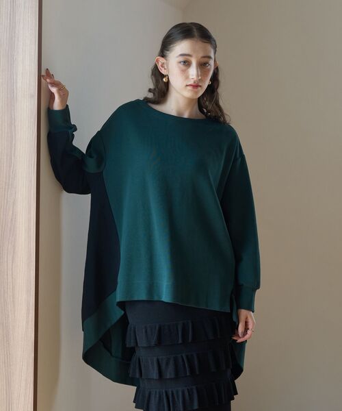 Editt by YECCA VECCA（エディットバイイェッカヴェッカ）の「イレギュラーヘムBIGプルオーバー（Tシャツ/カットソー・レディース・グリーン/ブラック/グレー・FREE）」の21枚目の写真