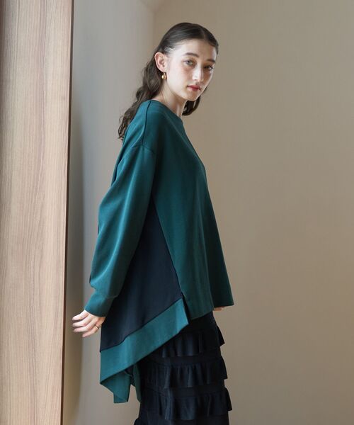 Editt by YECCA VECCA（エディットバイイェッカヴェッカ）の「イレギュラーヘムBIGプルオーバー（Tシャツ/カットソー・レディース・グリーン/ブラック/グレー・FREE）」の22枚目の写真