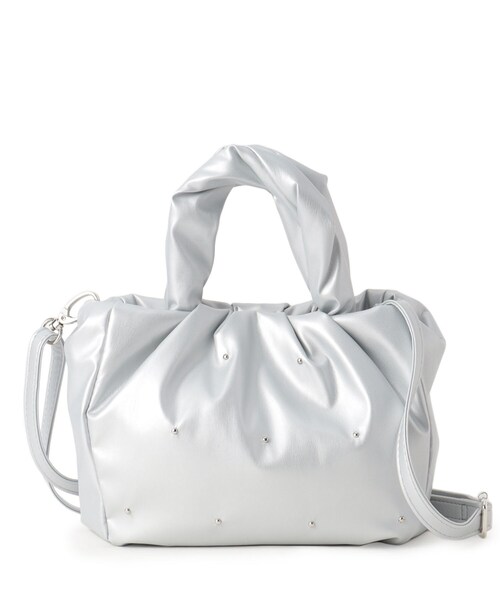 SHOO・LA・RUE（シューラルー）の「◆【2WAY】むぎゅっとしたフォルムがたまらまい ひねりハンドルスタッズミニトート（トートバッグ・レディース・ブラック/アイボリー/シルバー系その他・00）」の3枚目の写真