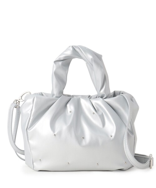 SHOO・LA・RUE（シューラルー）の「◆【2WAY】むぎゅっとしたフォルムがたまらまい ひねりハンドルスタッズミニトート（トートバッグ・レディース・ブラック/アイボリー/シルバー系その他・00）」の12枚目の写真