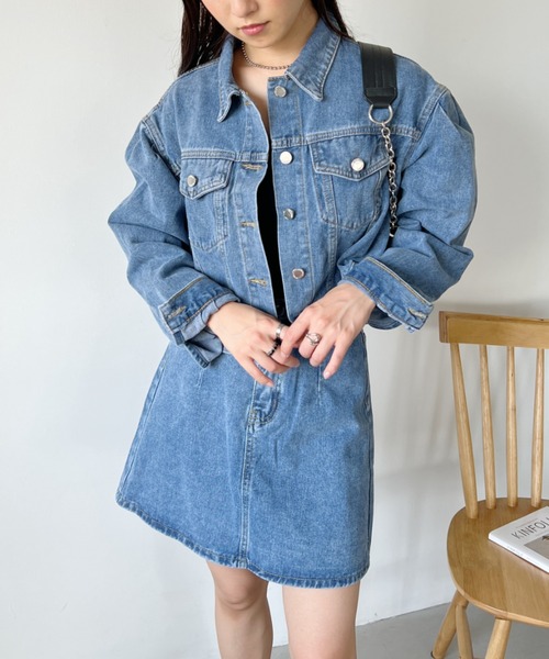 wears(ウェアーズ)の「クロップド丈デニムジャケットセットアップ(セットアップ・レディース・ホワイト/ブラック/ブルー・L/M)」の6枚目の写真