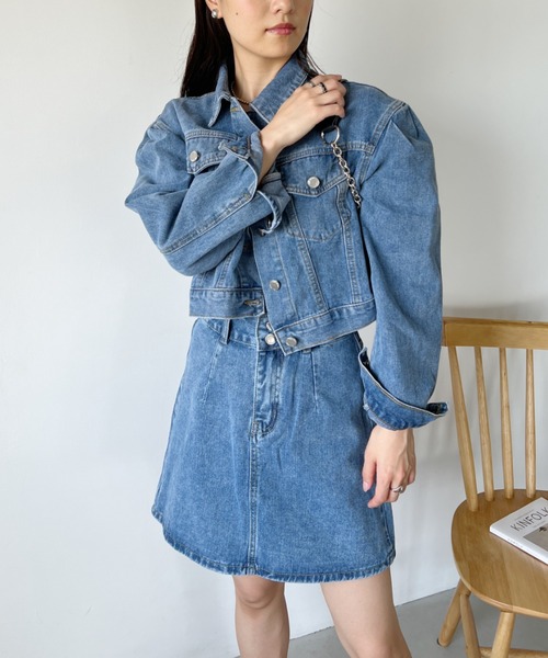 wears(ウェアーズ)の「クロップド丈デニムジャケットセットアップ(セットアップ・レディース・ホワイト/ブラック/ブルー・L/M)」の7枚目の写真