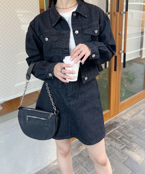 wears(ウェアーズ)の「クロップド丈デニムジャケットセットアップ(セットアップ・レディース・ホワイト/ブラック/ブルー・L/M)」の12枚目の写真