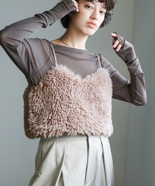 select MOCA(セレクトモカ)の「シープファービスチェ(ベスト・レディース・アイボリー/ベージュ/チャコール/モカ・FREE)」の15枚目の写真