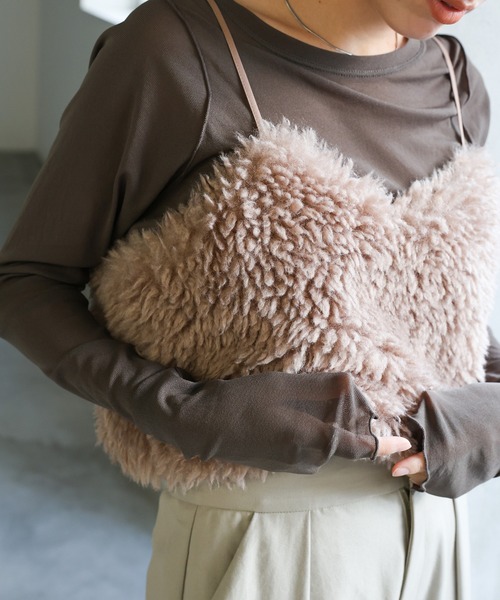 select MOCA(セレクトモカ)の「シープファービスチェ(ベスト・レディース・アイボリー/ベージュ/チャコール/モカ・FREE)」の16枚目の写真