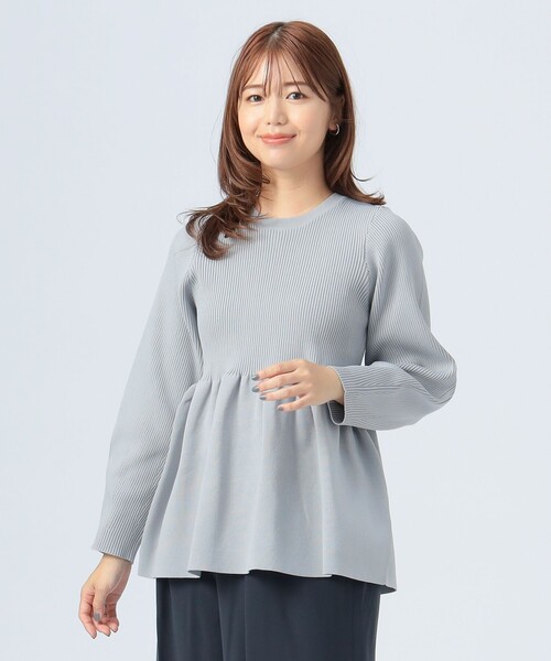 BEAMS HEART（ビームスハート）の「ペプラムフォルム プルオーバーニット（ニット/セーター・レディース・ホワイト系その他5/ブラック/ブラウン系その他4/グレー・FREE）」の3枚目の写真