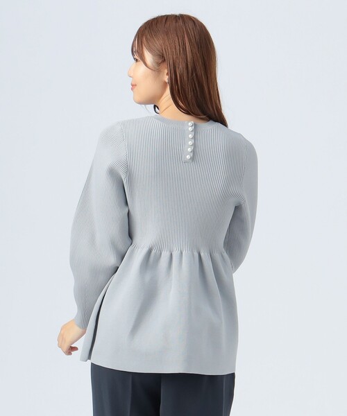 OMMO♡バルーンぺプラムニット♡ブラック バルーンドッキングペプラムニット【洗濯機洗い可】（カットソー