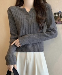 キレイVネックリブニット