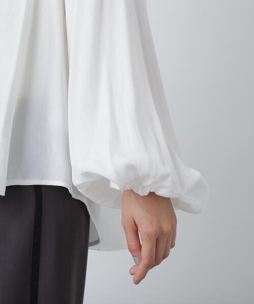 N.（N. Natural Beauty Basic）（エヌエヌナチュラルビューティーベーシック）の「◆前後２ｗａｙボウタイブラウス（シャツ/ブラウス・レディース・チャコールグレー/オフホワイト/ブルー・MEDIUM）」の13枚目の写真