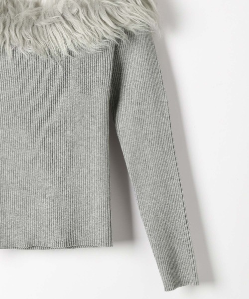 Heather（ヘザー）の「ファーオフショルニット　156582（ニット/セーター・レディース・アイボリー/ブラック/グレー・FREE）」の6枚目の写真