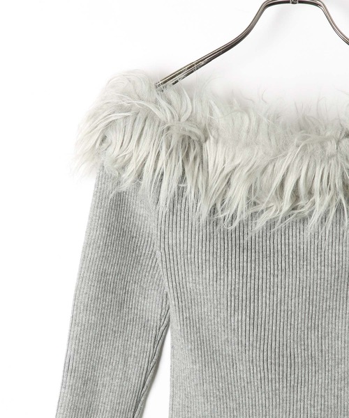 Heather（ヘザー）の「ファーオフショルニット　156582（ニット/セーター・レディース・アイボリー/ブラック/グレー・FREE）」の9枚目の写真