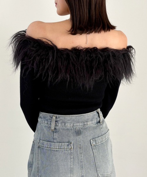 Heather（ヘザー）の「ファーオフショルニット　156582（ニット/セーター・レディース・アイボリー/ブラック/グレー・FREE）」の17枚目の写真