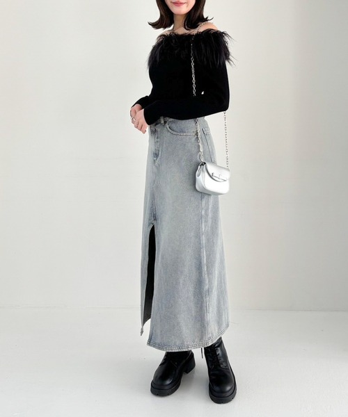 Heather（ヘザー）の「ファーオフショルニット　156582（ニット/セーター・レディース・アイボリー/ブラック/グレー・FREE）」の19枚目の写真