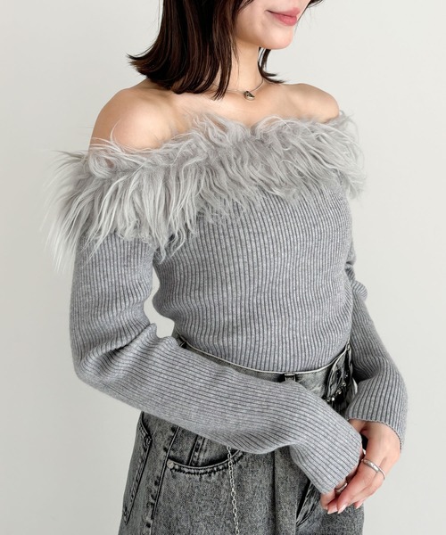 Heather（ヘザー）の「ファーオフショルニット　156582（ニット/セーター・レディース・アイボリー/ブラック/グレー・FREE）」の21枚目の写真