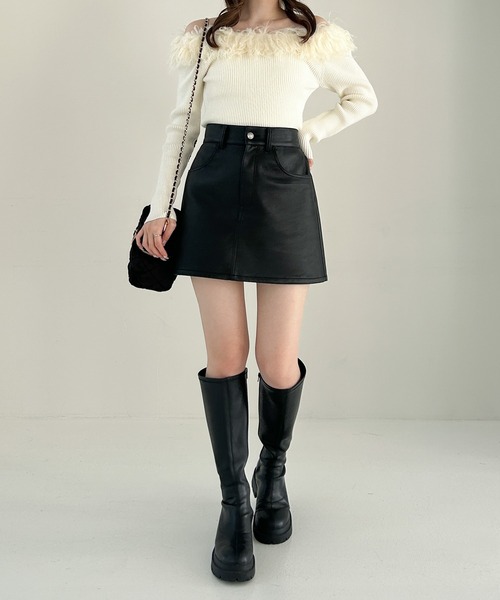 Heather（ヘザー）の「ファーオフショルニット　156582（ニット/セーター・レディース・アイボリー/ブラック/グレー・FREE）」の15枚目の写真