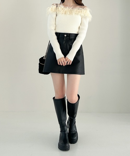 Heather（ヘザー）の「ファーオフショルニット　156582（ニット/セーター・レディース・アイボリー/ブラック/グレー・FREE）」の14枚目の写真