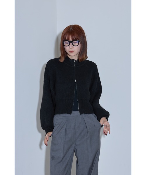 leimn(レイムン)の「フルジップニットショートプルオーバー(ニット/セーター・レディース・ブラック/ダークブラウン・M)」の1枚目の写真