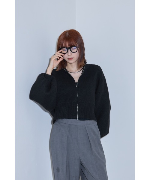 leimn(レイムン)の「フルジップニットショートプルオーバー(ニット/セーター・レディース・ブラック/ダークブラウン・M)」の4枚目の写真