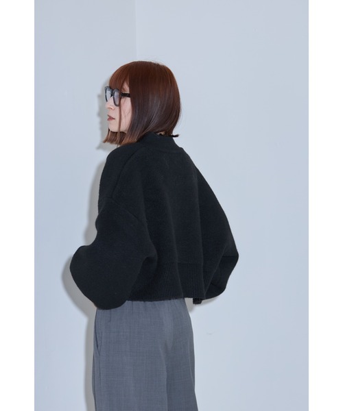 leimn(レイムン)の「フルジップニットショートプルオーバー(ニット/セーター・レディース・ブラック/ダークブラウン・M)」の5枚目の写真