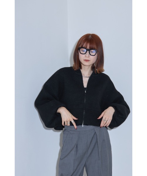 leimn(レイムン)の「フルジップニットショートプルオーバー(ニット/セーター・レディース・ブラック/ダークブラウン・M)」の9枚目の写真
