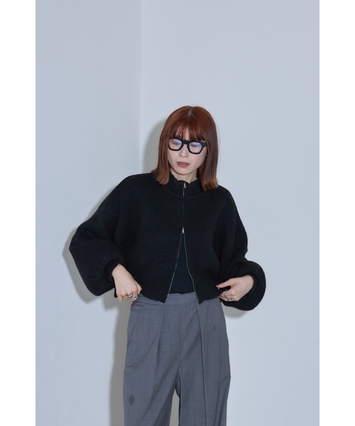 leimn(レイムン)の「フルジップニットショートプルオーバー(ニット/セーター・レディース・ブラック/ダークブラウン・M)」の12枚目の写真